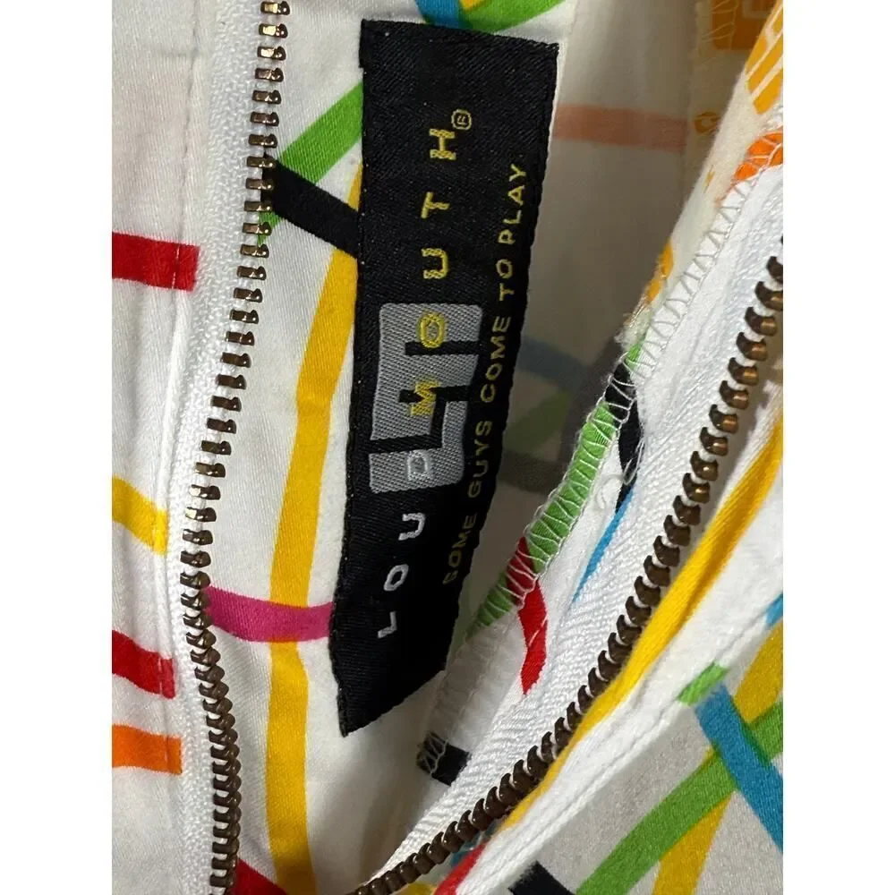 LOUDMOUTH Men's Scribblz Cotton Golf/Casual Short White/Multi-Color Size 42